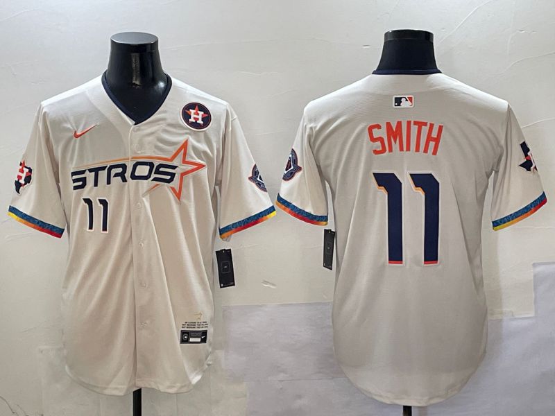 Men Houston Astros #11 Smith Cream Fourth generation Joint Name 2025 Nike MLB Jersey style 4155->houston astros->MLB Jersey
